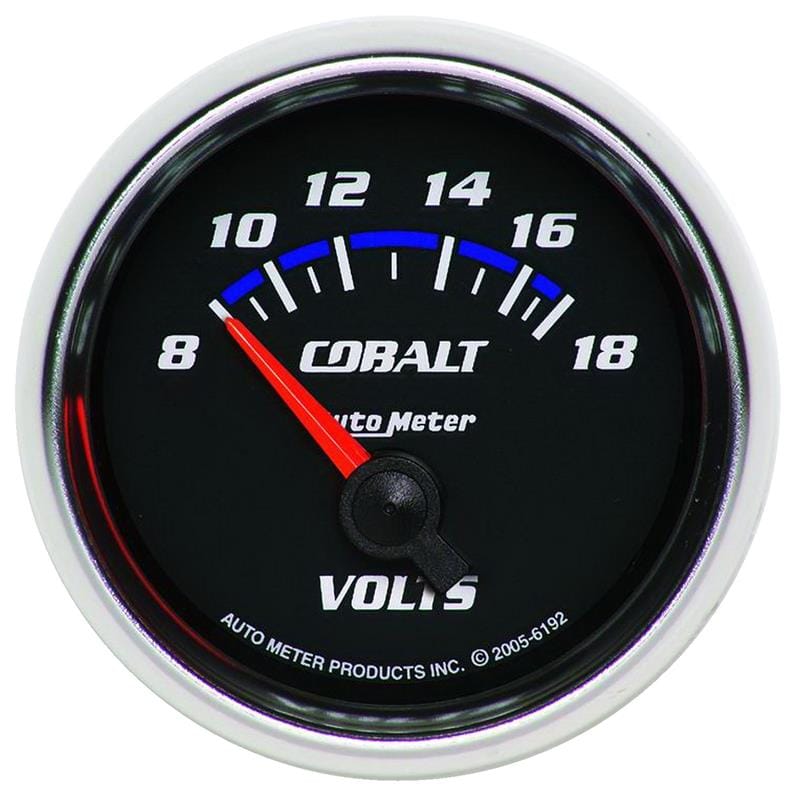 AutoMeter — Autometer Cobalt 52mm 8-18 Volts Short Sweep Electric Voltmeter Gauge
GA 2" VOLT ELECT CB