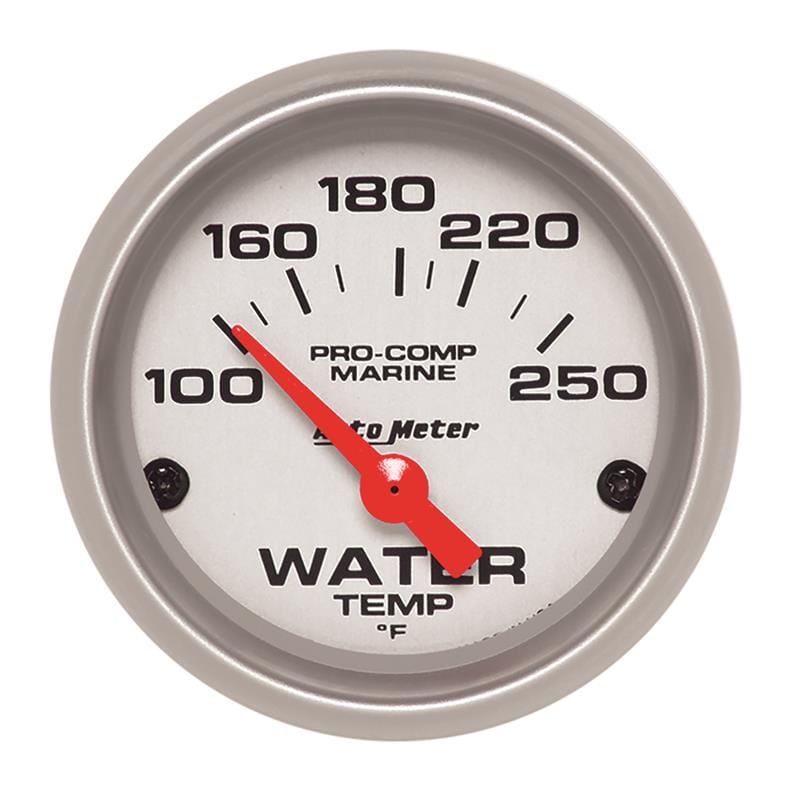 AutoMeter — Autometer Water Temp Gauge 2 1/6in 100-200 Degree F Electric Marine Silver
GA 2" WT 250F E MS