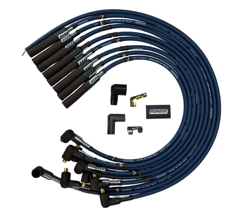 Moroso — Moroso Chevrolet Big Block Ignition Wire Set - Ultra 40 - Unsleeved - Non-HEI - Over Valve - Blue