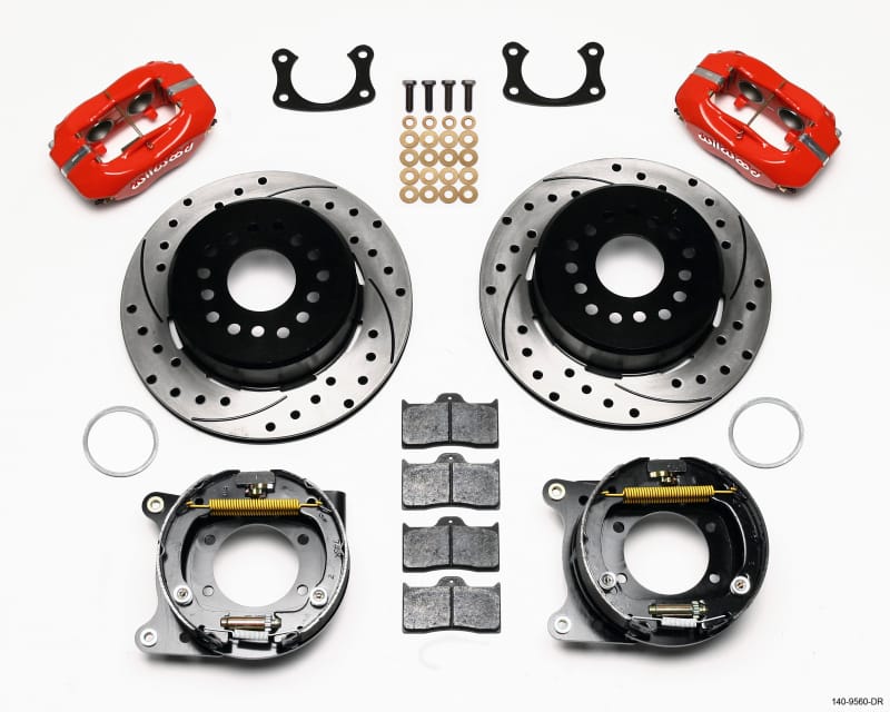 Wilwood — Wilwood Forged Dynalite P/S Park Brake Kit Drilled Red New Big Ford 2.50in offset Staggered Shock
BRAKE KIT