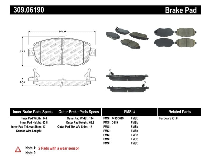 Stoptech — StopTech Performance 00-05 Lexus IS 250/300/350 / 02-09 SC 300/400/430 Front Brake Pads
Sprt Brk Pad W/Hdwr