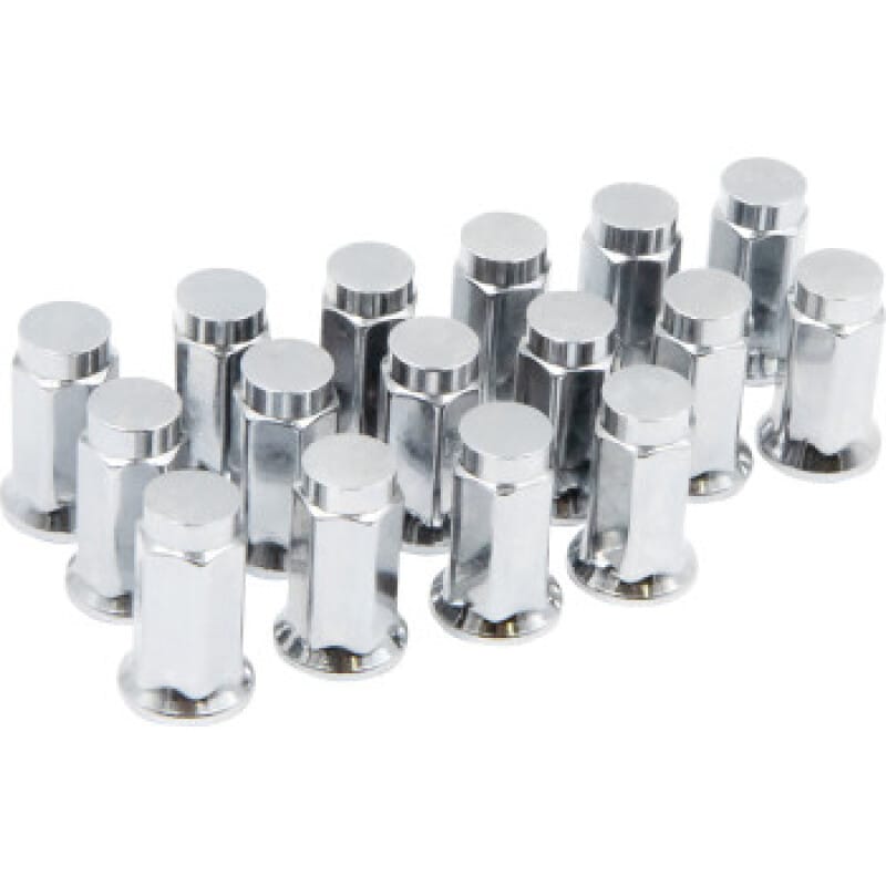 Raceline — Raceline Hex/Flat Lug Nuts - 12mm x 1.25/17mm - 16 Pack - Chrome