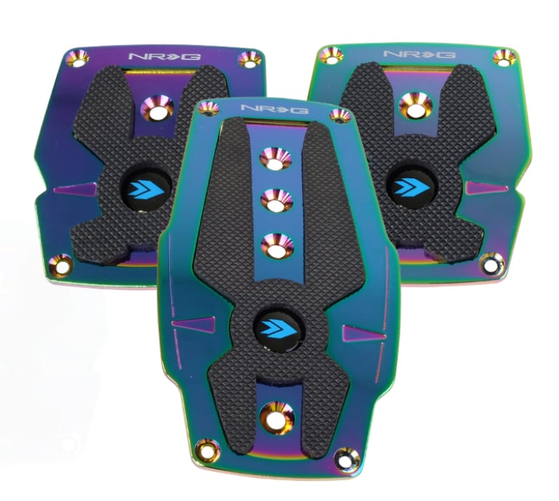 NRG — NRG Aluminum Sport Pedal M/T - Neochrome w/Black Rubber Inserts
