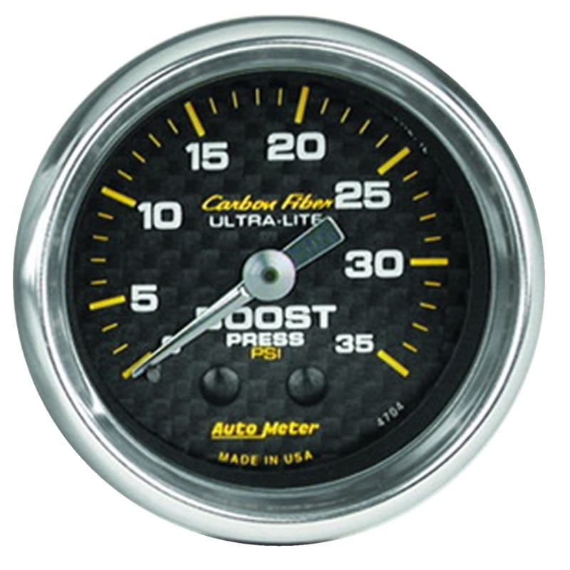 AutoMeter — Autometer Carbon Fiber 52mm 35 PSI Mechanical Boost Gauge
GA 2" BST 35PSI M CF