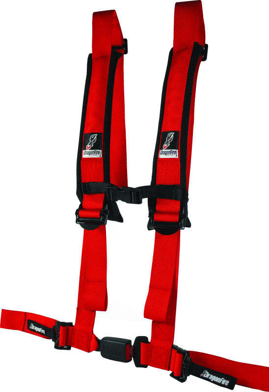 DragonFire Racing — Harness Restraint, H-Style, 4-Point, EZ-Adjust, 2 in. Buckle, Red