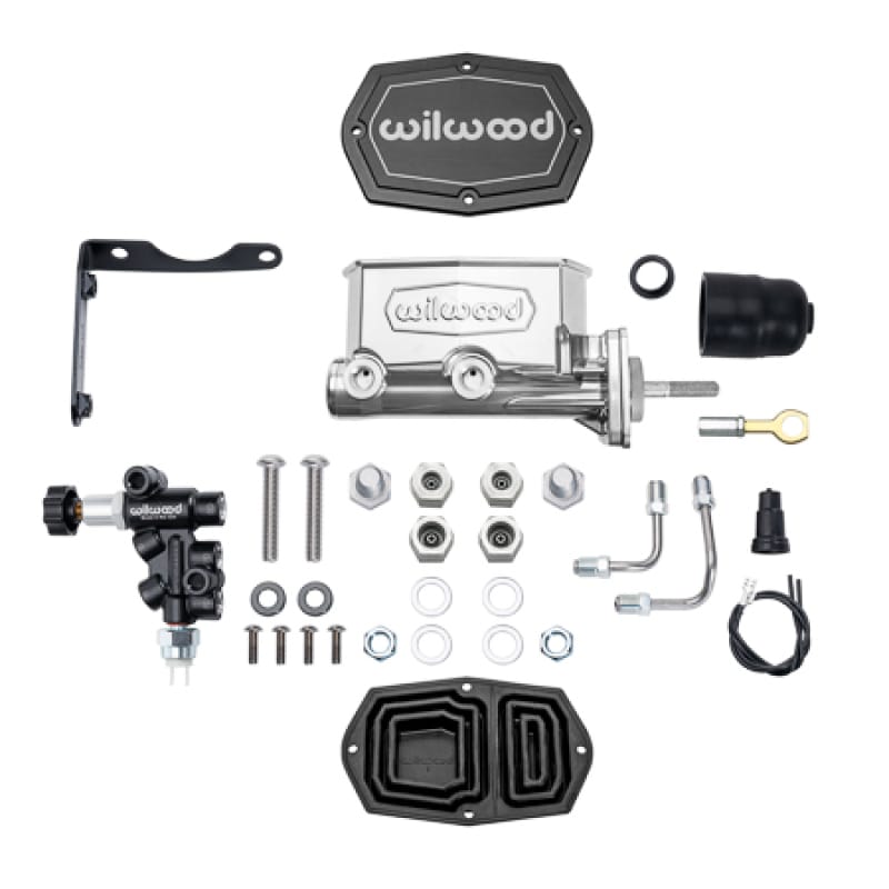 Wilwood — Wilwood MOPAR Compact Tandem M/C Kit w/ P-Valve & Pushrod 15/16in Bore - Chrome Powdercoat
