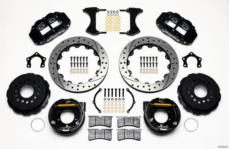 Wilwood — Wilwood Narrow Superlite 4R Rear P-Brk Kit 12.88in Drilled Mopar/Dana 2.36in Off w/Snap Ring Bearing
BRAKE KIT