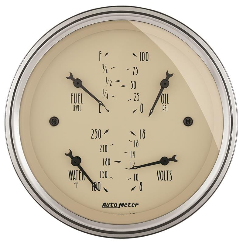 AutoMeter — GAUGE, QUAD, 3 3/8" , 0OE-90OF, ELEC, ANTIQUE BEIGE