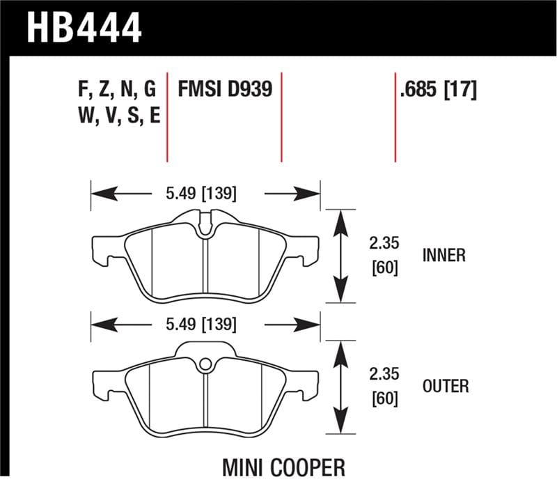 Hawk Performance — Hawk 02-06 Mini Cooper / Cooper S HP+ Street Front Brake Pads
Disc Brake Pad
