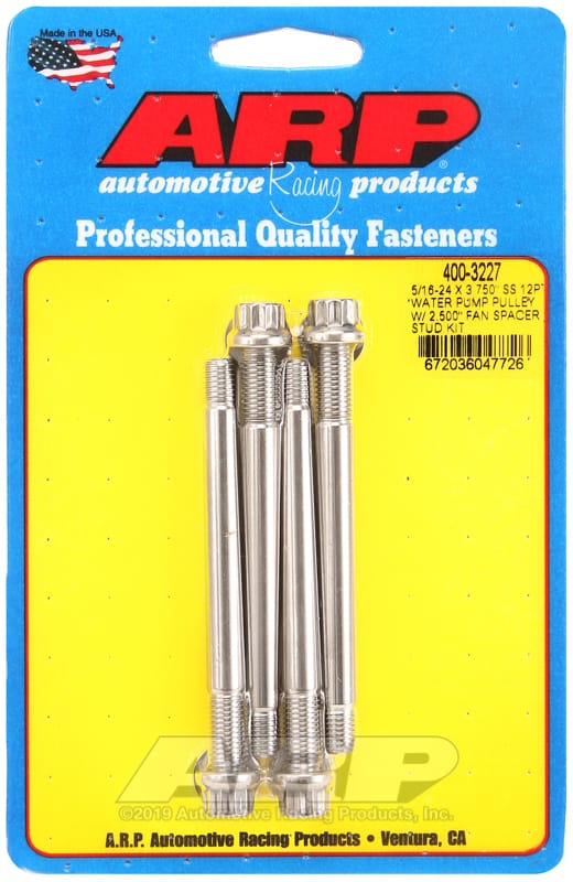 ARP — ARP 5/16-24 X 3.750 SS 12pt water pump pulley w/ 2.500in fan spacer stud kit