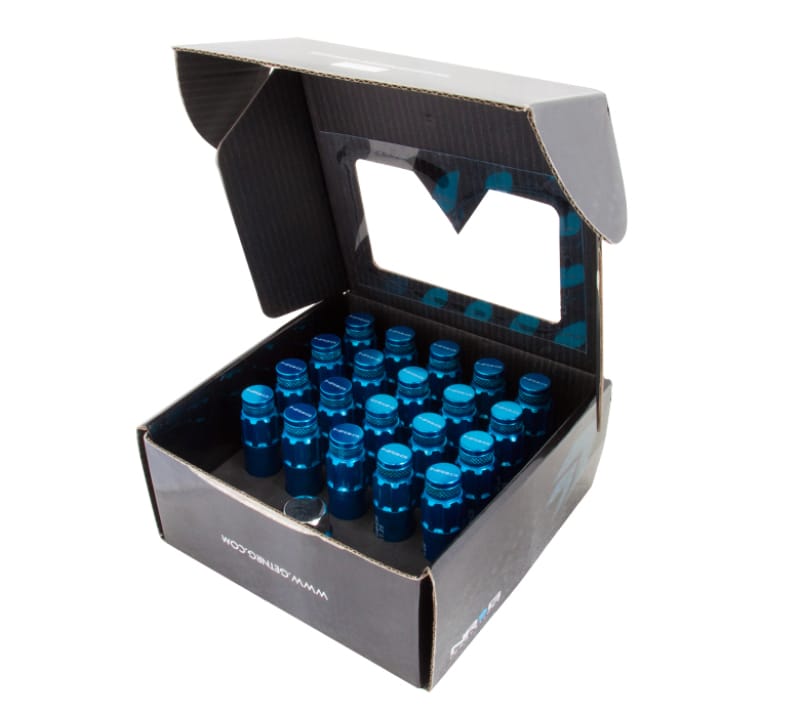 NRG — NRG 700 Series M12 X 1.25 Steel Lug Nut w/Dust Cap Cover Set 21 Pc w/Locks & Lock Socket - Blue