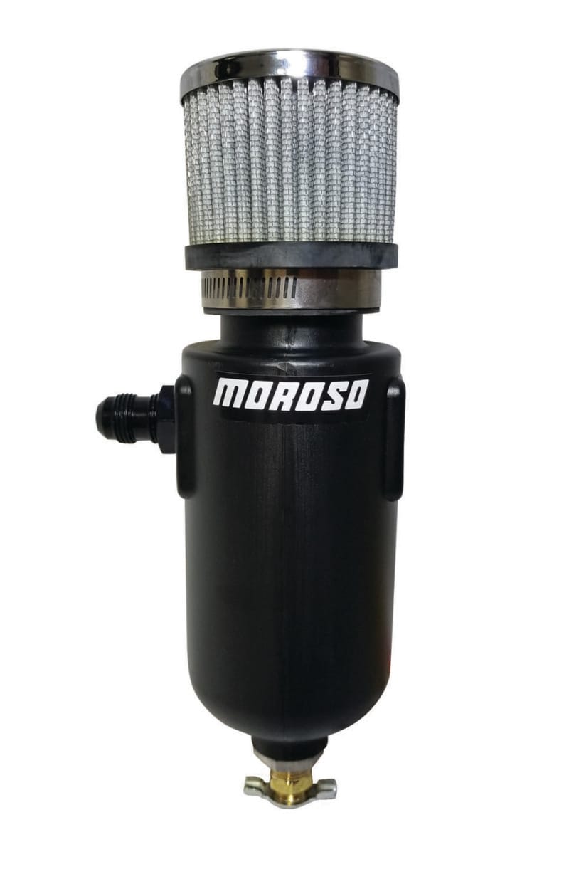 Moroso — Moroso Breather Tank/Catch Can -8An Male Inlet - Black Polyethylene