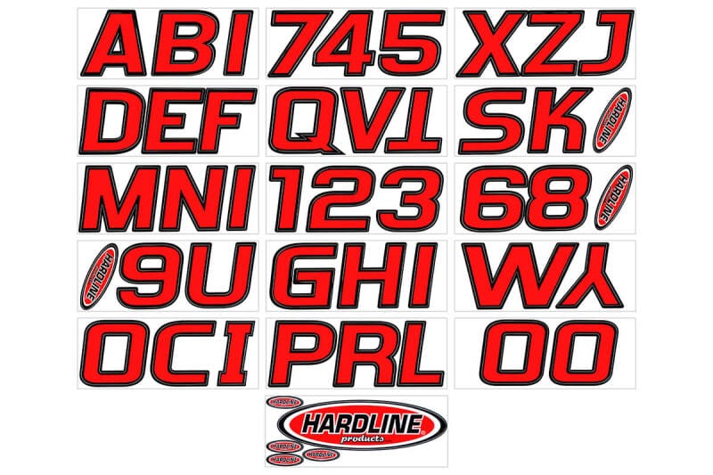 Hardline — Hardline Boat Lettering Registration Kit 3 in. - 700 Red/Black