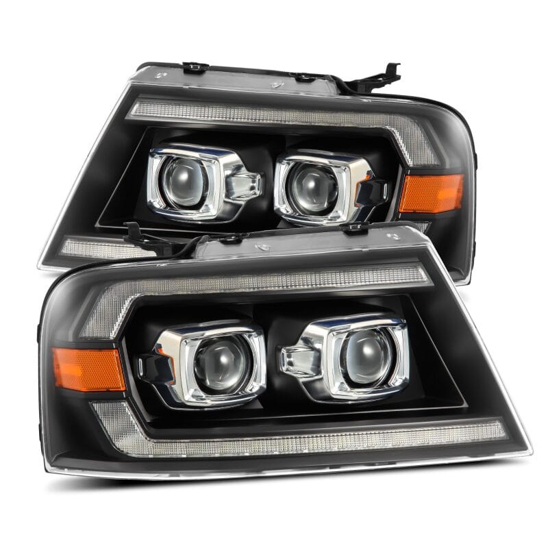 AlphaRex — AlphaRex 04-08 Ford F-150 (No 2004 Heritage) LUXX-Series LED Proj HL Alpha-Blk w/Actv Lgt / Seq. Sig
Projector Headlights