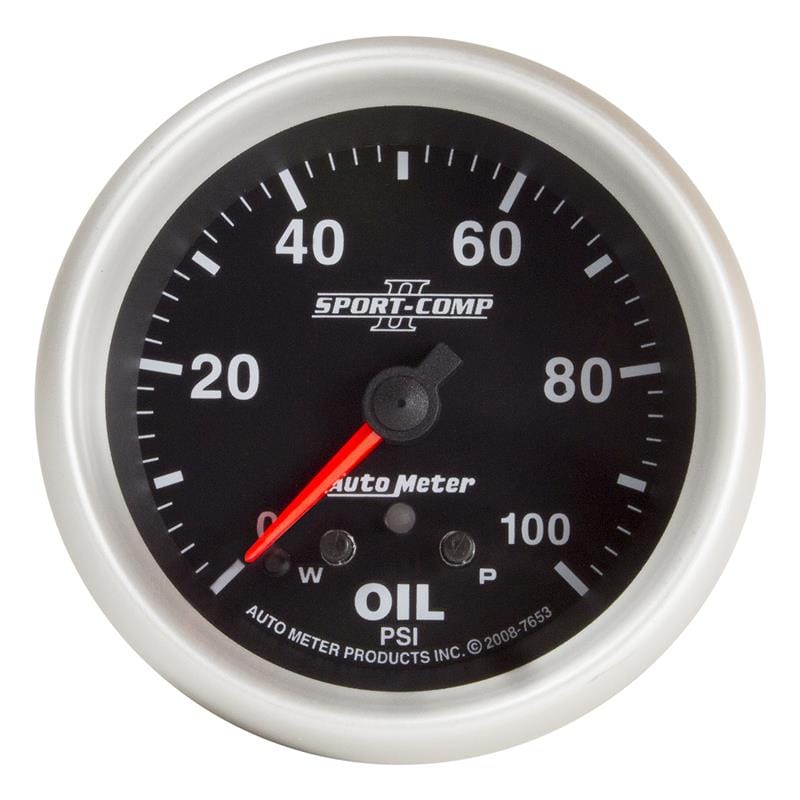AutoMeter — GAUGE, OIL PRESS, 2 5/8", 100PSI, STEPPER MOTOR W/ PEAK & WARN, SPORT-COMP II