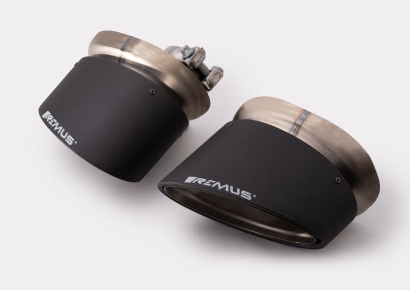 Remus — Remus Carbon 175x108mm Angled Titanium Internals w/Adj Clamp Tail Pipe Set (Pair)