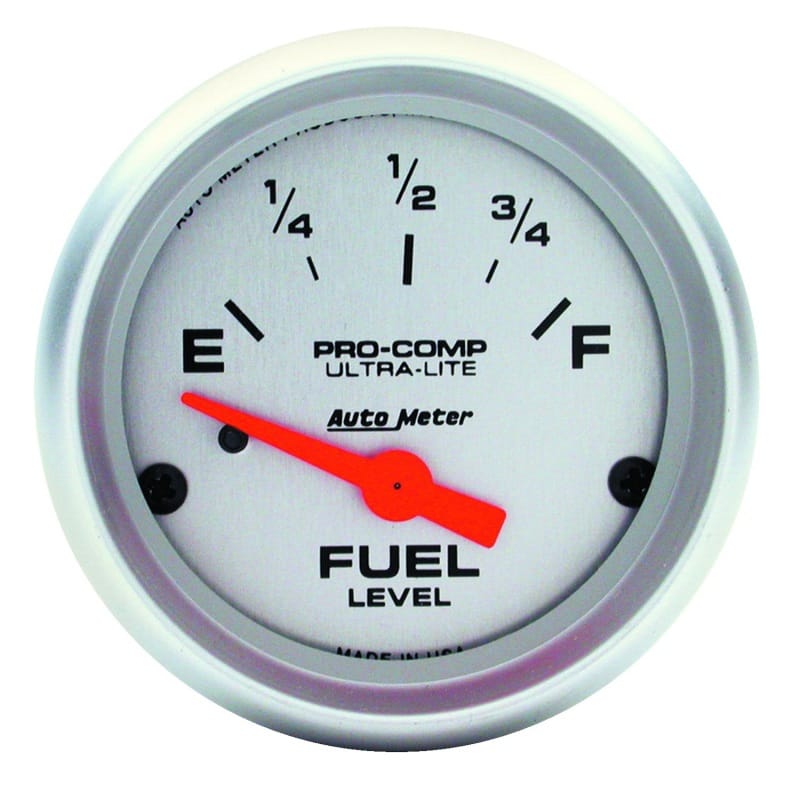 AutoMeter — Autometer Ultra-Lite 52mm 73 OHMS Empty/10 OHMS Full Short Sweep Electronic Fuel Level Gauge
2-1/16" FUEL LEVEL,