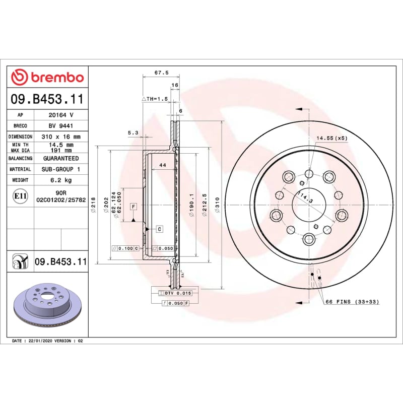 Brembo OE — Brembo OE 01-06 Lexus LS430 UV Coated Brake Disc - Rear