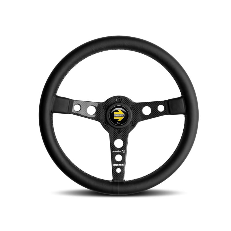 MOMO — Momo Prototipo 6C Steering Wheel 350 mm - Black Leather/Gry St/Cbn Fbr Spoke