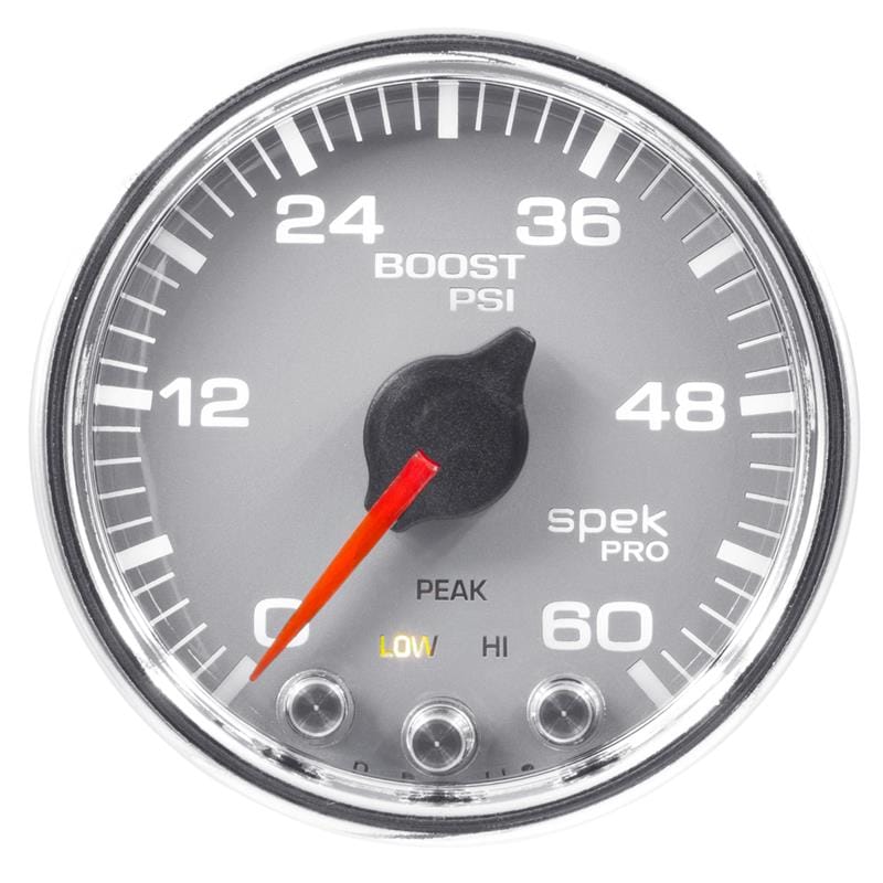AutoMeter — Autometer Spek-Pro Gauge Boost 2 1/16in 60psi Stepper Motor W/Peak & Warn Slvr/Chrm
GA 2" BST 60 SCC SPK