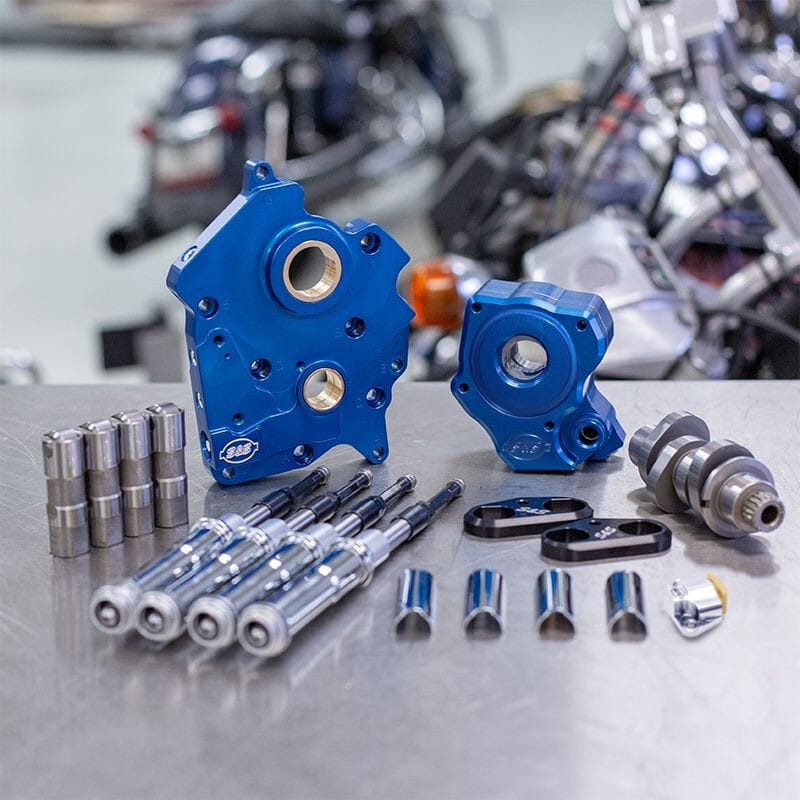 S&S Cycle — S&S Cycle 2017+ Oil Cooled M8 Models Chain Drive 465C Cam Chest Kit w/ Chrm Pushrod Tubes Incl. VVT