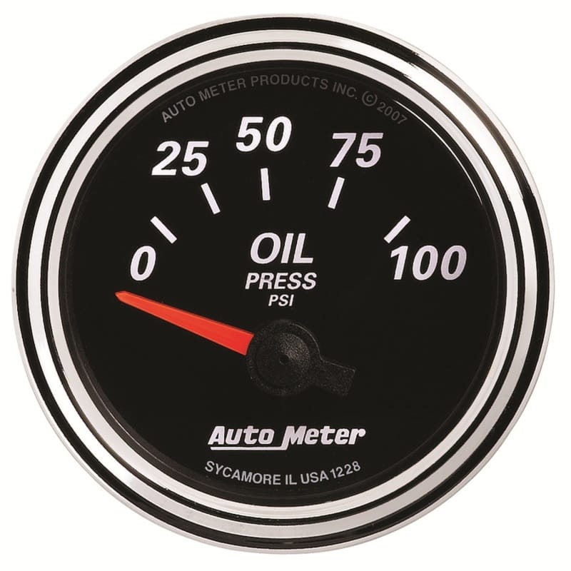 AutoMeter — Autometer Designer Black II 52mm 100 PSI Oil Pressure Gauge
GA 2" OILP ELEC DBII