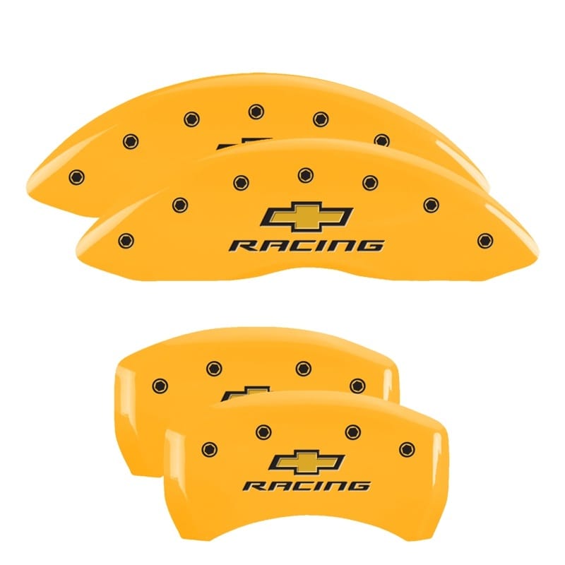 MGP — MGP 4 Caliper Covers Engraved Front & Rear Chevy racing Yellow finish black ch
Caliper Covers