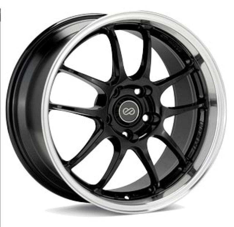 Enkei — Enkei PF01SS 17x8 5x114.3 50mm Offset 75mm Bore Diameter Gloss Black w/ Machined Lip