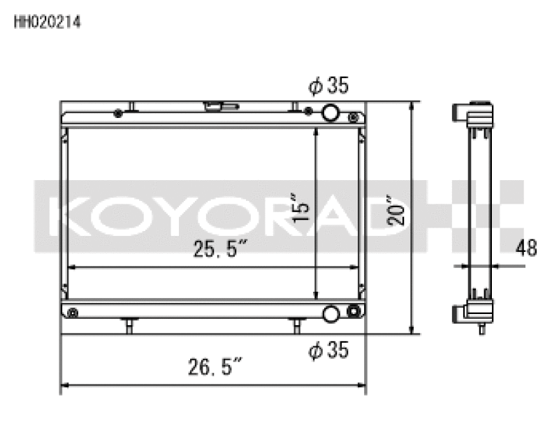 Koyo — Koyo Nissan 89-93 Skyline GT-R/GT-S 2.6L (t)/88-94 Cefiro 2.0L (t)/89-93 Laurel 2.0L (t) Radiator
Racing Radiator