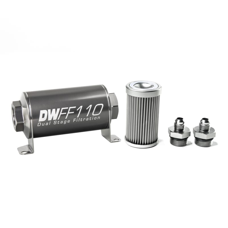 DeatschWerks — DeatschWerks Stainless Steel 6AN 10 Micron Universal Inline Fuel Filter Housing Kit (110mm)
Filtration