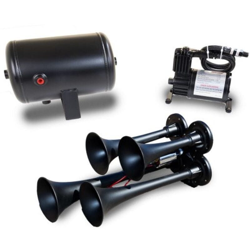 Kleinn Air Horns — Kleinn Quad Black Horn Kit w/ 130 PSI Air Compressor / 1.0 gal Air Tank
HK4-1 Quad Horn Kit