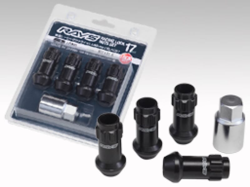 Rays — Rays 17 Hex Racing Lock Nut Set L48 Long Type 12x1.25 - Black Chromate (4 Pieces)