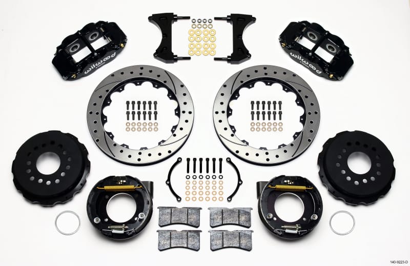 Wilwood — Wilwood Narrow Superlite 4R Rear P-Brk Kit 12.88in Drilled Ford 8.8 w/2.5in Offset-5 Lug
BRAKE KIT