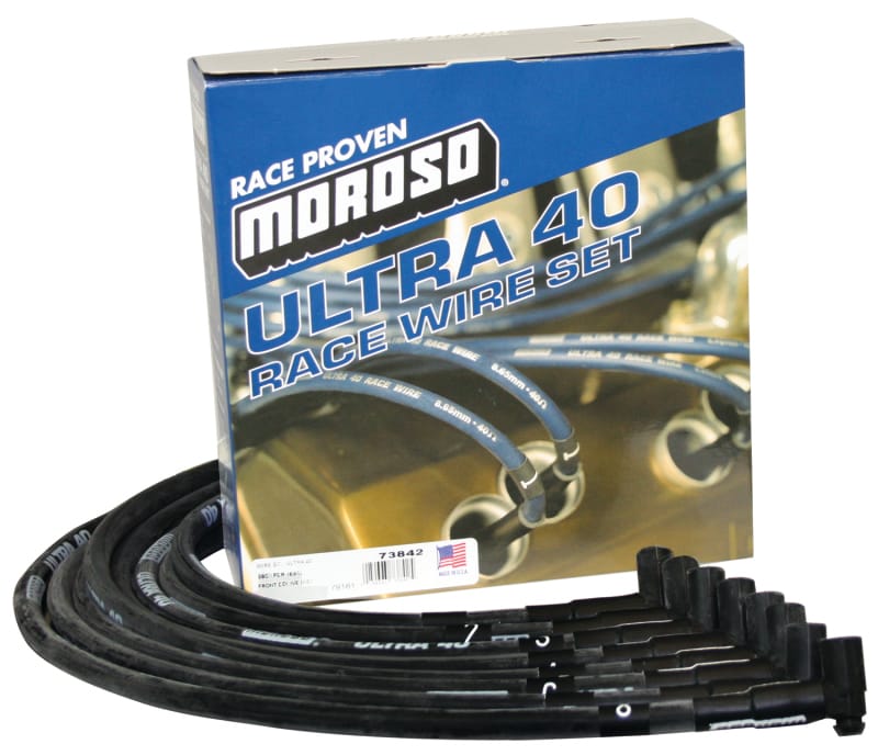 Moroso — Moroso Chevrolet Small Block (w/Jesel) Ignition Wire Set - Ultra 40 - Sleeved - 90 Degree - Black