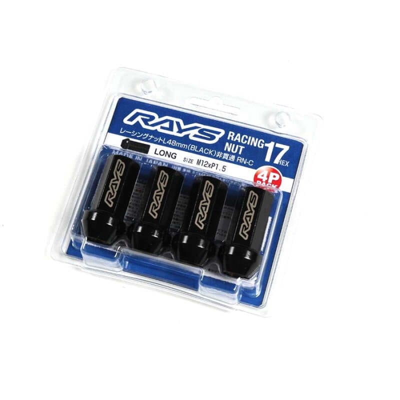 Rays — Rays 17HEX Racing Nut 12x1.5 Set L48 (Closed End) (4 PCS) - Black Chromate