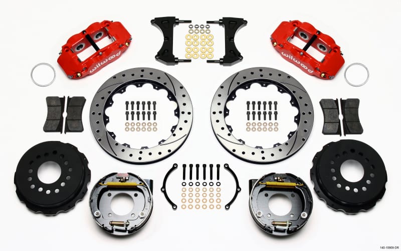 Wilwood — Wilwood Narrow Superlite 4R Rear P-Brk Kit 12.88in Drilled Red Chevy 12 Bolt-Spec 3.15in Brng Front
BRAKE KIT