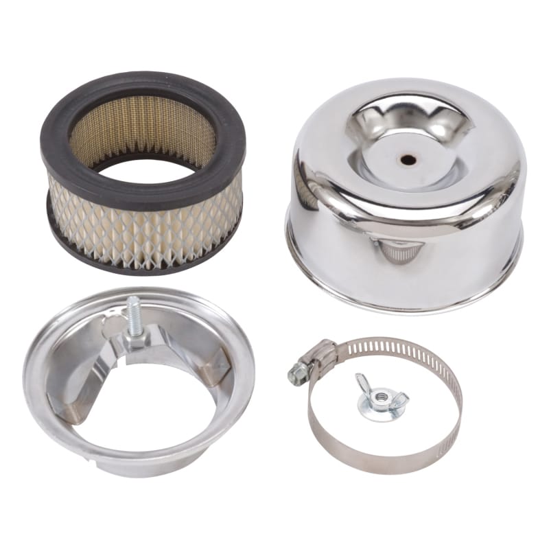Edelbrock — Edelbrock Air Cleaner 94 Series Round Steel Top 4 65In Dia X 3 125In 2 63In ID Raised Base Chrome
CHROME/PRO-FLO
