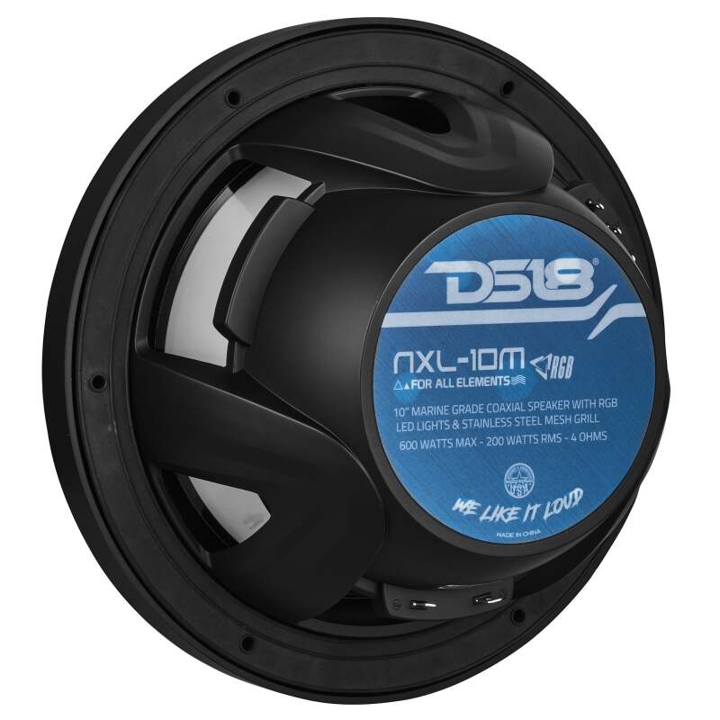 DS18 — DS18 NXL-M Series Speaker w/ RGB LED Lights 10in 2-Way 200Watts RMS 4 ohm Black