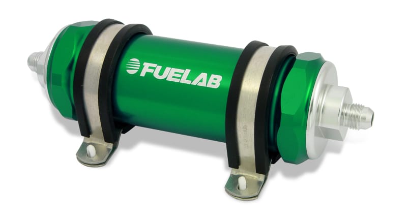 Fuelab — Fuelab 828 In-Line Fuel Filter Long -12AN In/Out 6 Micron Fiberglass - Green