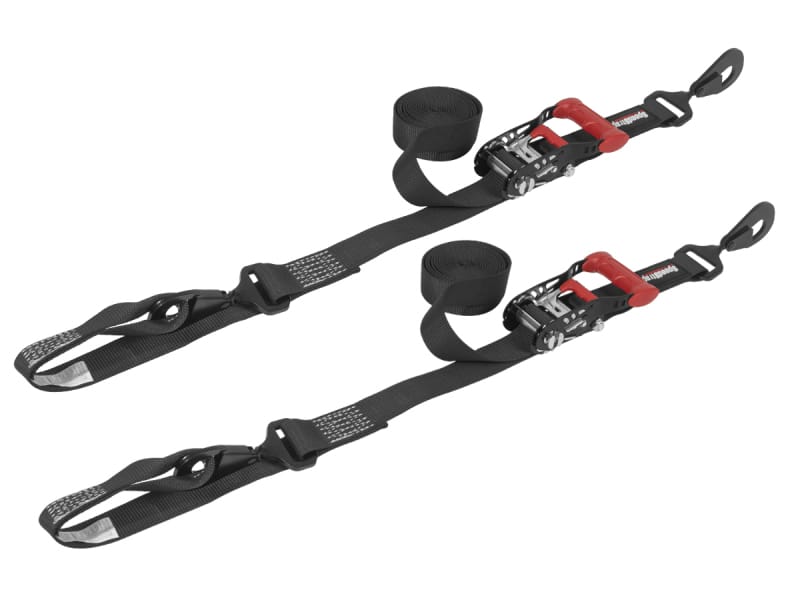 SpeedStrap — SpeedStrap 1 1/2In x 10Ft Ratchet Tie-Down w/ Soft-Tie (2 Pack) - Black