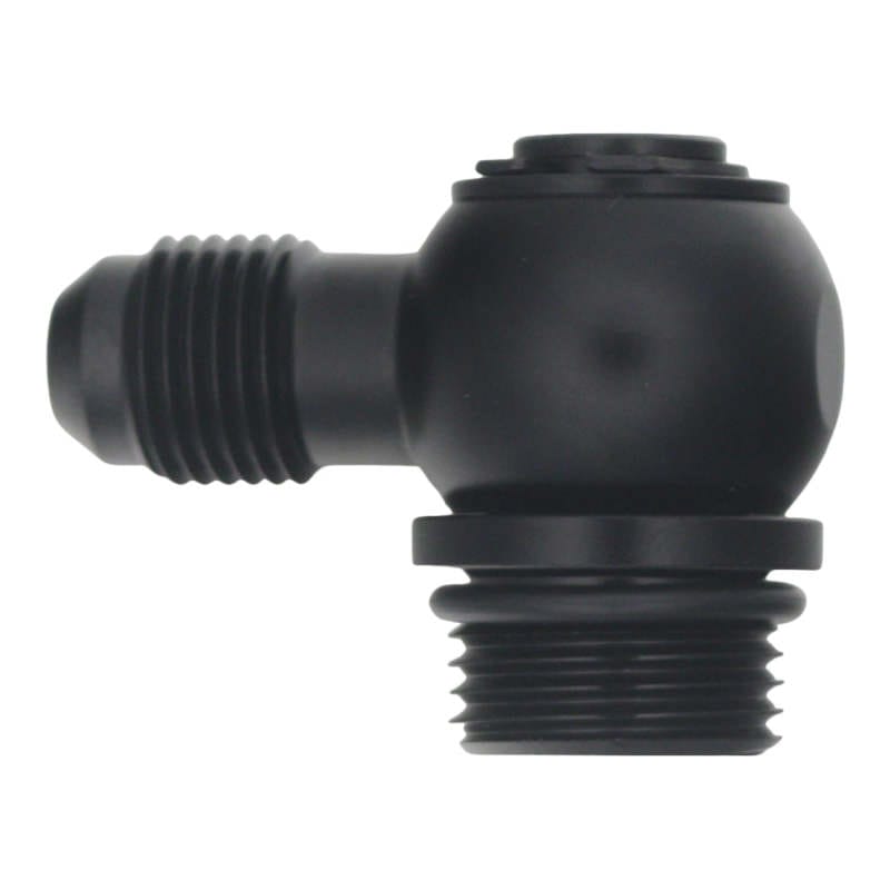 DeatschWerks — DeatschWerks 8AN ORB Male to 6AN Male Flare Low Profile 90-Degree Swivel - Anodized Matte Black
Lines & Fittings