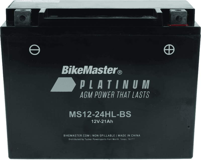 BikeMaster — MS12-24HL-BS Battery, 12V Battery, 205mm L x 87mm W x 162mm H, 300 CCA