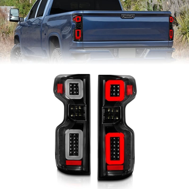 ANZO — ANZO 19-21 Chevy Silverado Full LED Taillights Black Housing Clear Lens G2 (w/C light Bars)