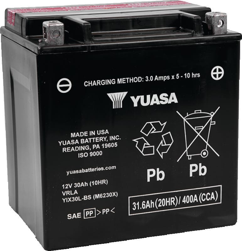 Yuasa Battery — Yuasa YIX30L-BS-PW High Performance Maintenance Free AGM 12-Volt Battery w/Bottle