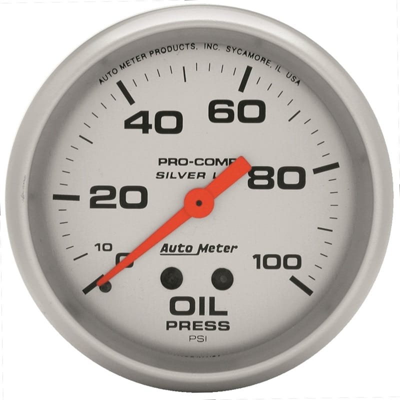 AutoMeter — Autometer Ultra-Lite 2.625in Liquid Filled Mechanical 100 PSI Silver Oil Pressure Gauge
2-5/8" OIL PRESS, 0-