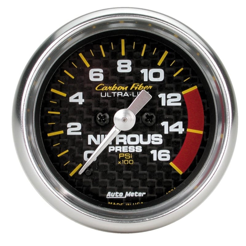 AutoMeter — Autometer Carbon Fiber 52mm 0-1600 PSI Full Sweep Electronic Nitrous Pressure Gauge
GA 2" N2O STEPPER CF