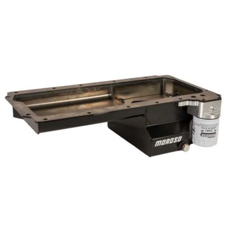 Moroso — Moroso GM LS Swap/Early F-Body (w/Rear Sump/Spin-On Filter Adapter) Wet Sump 6in Steel Oil Pan - Blk
