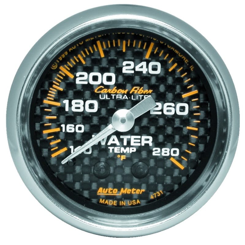 AutoMeter — Autometer Carbon Fiber 52mm Water Temperature Gauge
GA 2" WTEMP 280 M CF