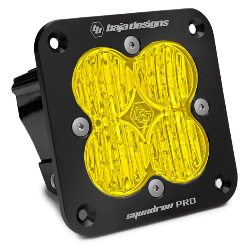 Baja Designs — Baja Designs Squadron Pro Black Wide Cornering Pattern Flush Mount LED Light Pod - Amber