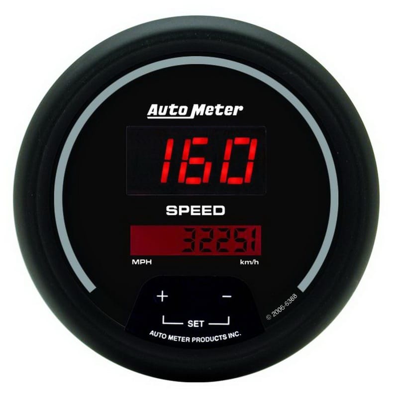 AutoMeter — Autometer Sport-Comp Black 3 3/8in 160 MPH Digital Speedo Gauge
3-3/8" SPEEDO, 120 M